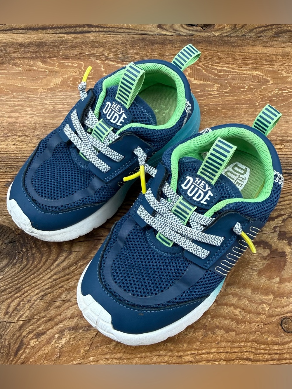 Hey Dude Kids Navy and Lime Active Water Sneakers